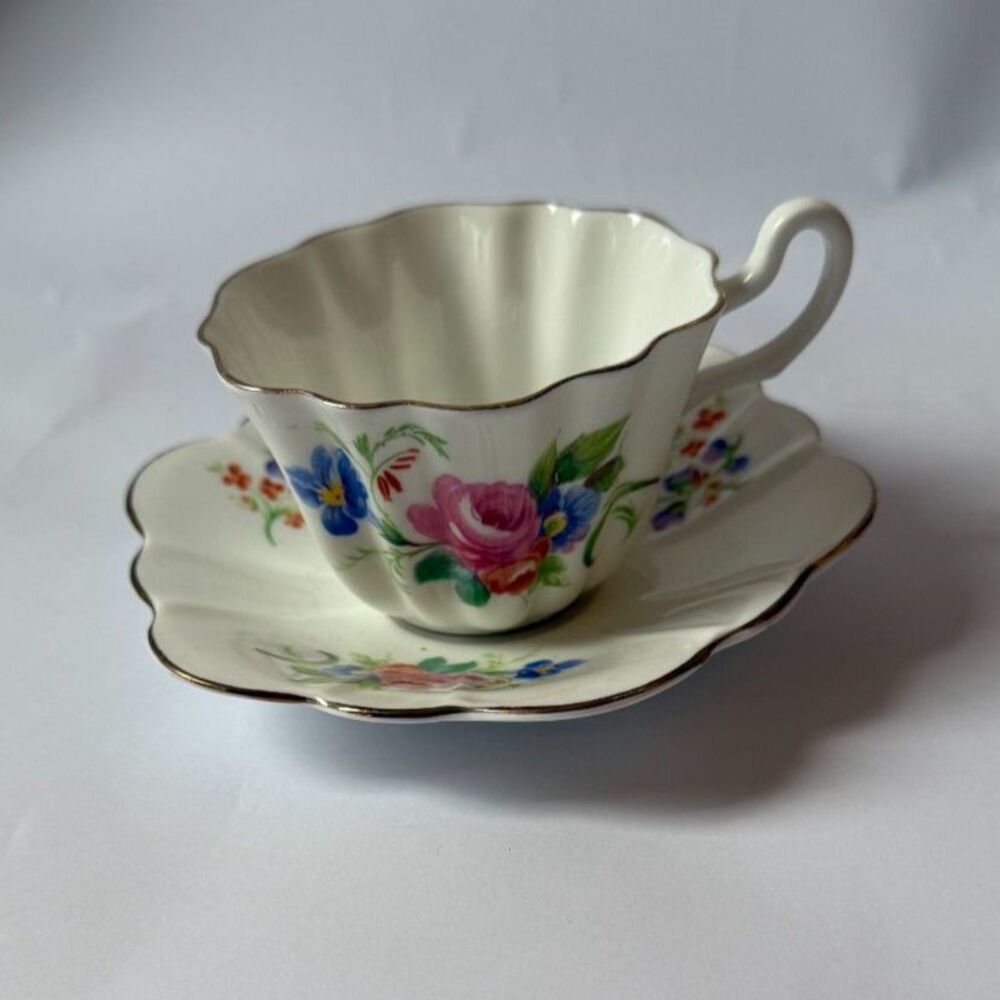 Vintage 1950s Royal Stuart by Spencer Stevenson Floral‎ Teacup and Saucer